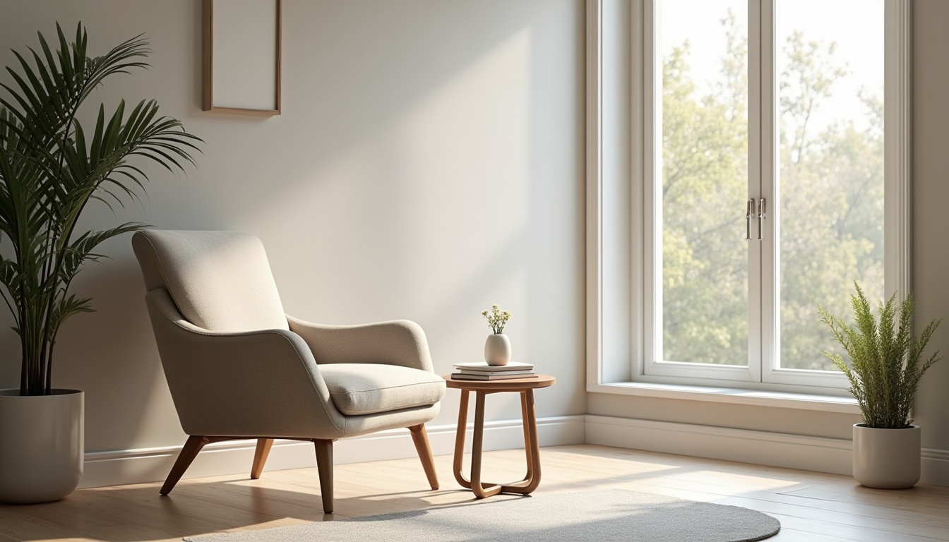 Inviting one-on-one neurodivergent coaching room with comfortable chair, side table, and tranquil natural light